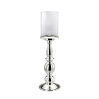 WINDLICHT auf Kugelfuß, versilbert glatt poliert, H 45 cm - Silberfarben, Paraffin (13/45/45cm) - Hermann Bauer jun. Kollektion GmbH