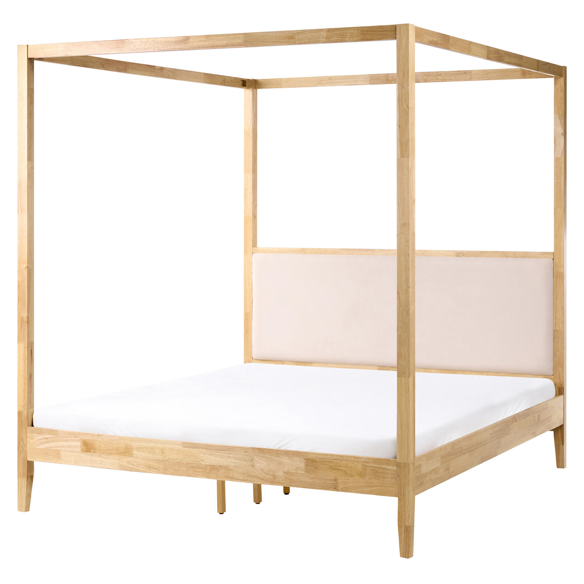 HIMMELBETT Holz 160/200 cm Hellbraun Haillicourt - Hellbraun/Beige, Holz (160/200cm) - Beliani
