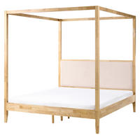 HIMMELBETT Holz 160/200 cm Hellbraun Haillicourt - Hellbraun/Beige, Holz (160/200cm) - Beliani