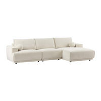ECKSOFA - Ecke rechts - Chenille-Stoff - Beige - EMABI - Beige, Textil (320/169cm) - Vente-Unique