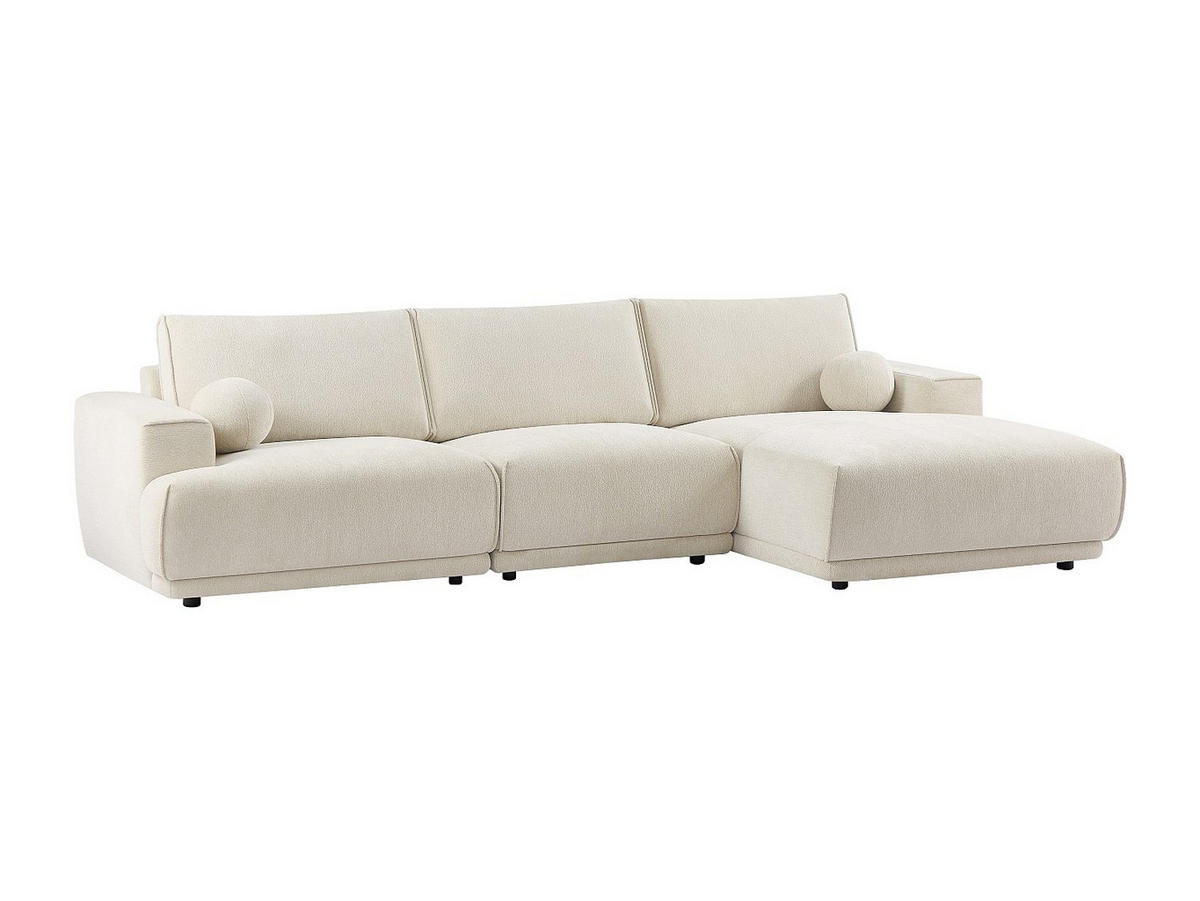 ECKSOFA - Ecke rechts - Chenille-Stoff - Beige - EMABI - Beige, Textil (320/169cm) - Vente-Unique