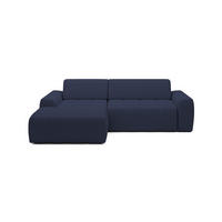 ECKSOFA Savio Freistehend, Mit Abriebfestem Kansas-Stoff, Maße 265x172x81cm, Ausziehbare Sitzfläche 206x92cm, Linke, Blau - Blau, Holz/Textil (172/265cm) - DomoHome