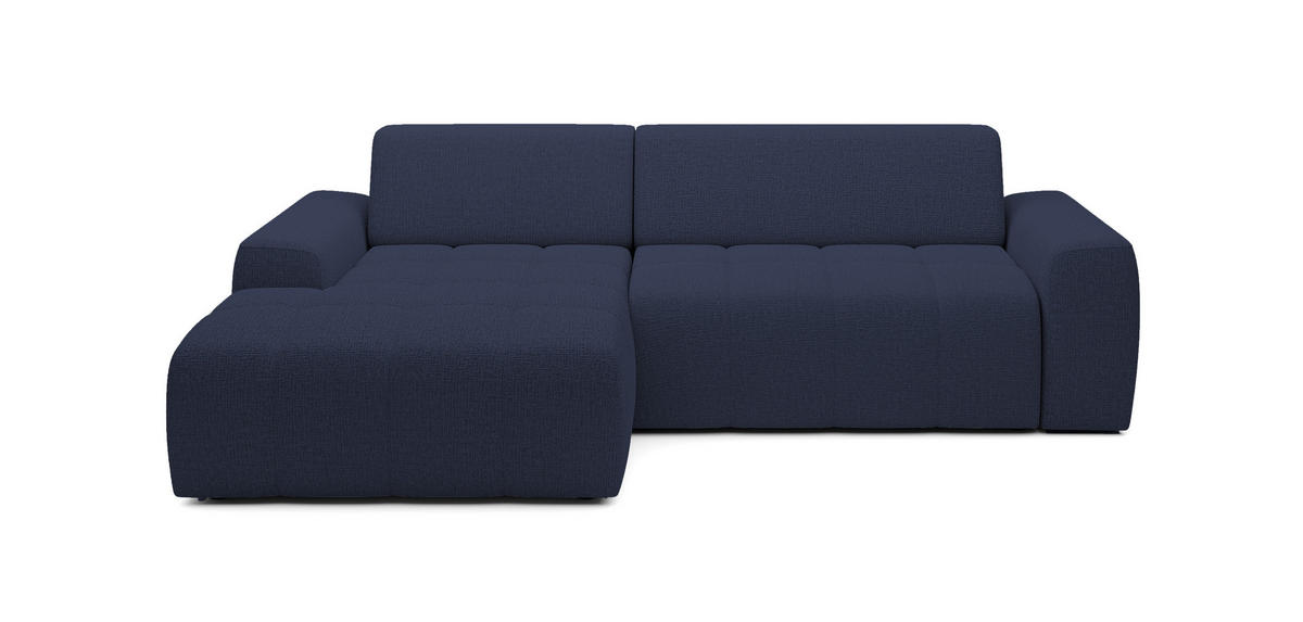 ECKSOFA Savio Freistehend, Mit Abriebfestem Kansas-Stoff, Maße 265x172x81cm, Ausziehbare Sitzfläche 206x92cm, Linke, Blau - Blau, Holz/Textil (172/265cm) - DomoHome