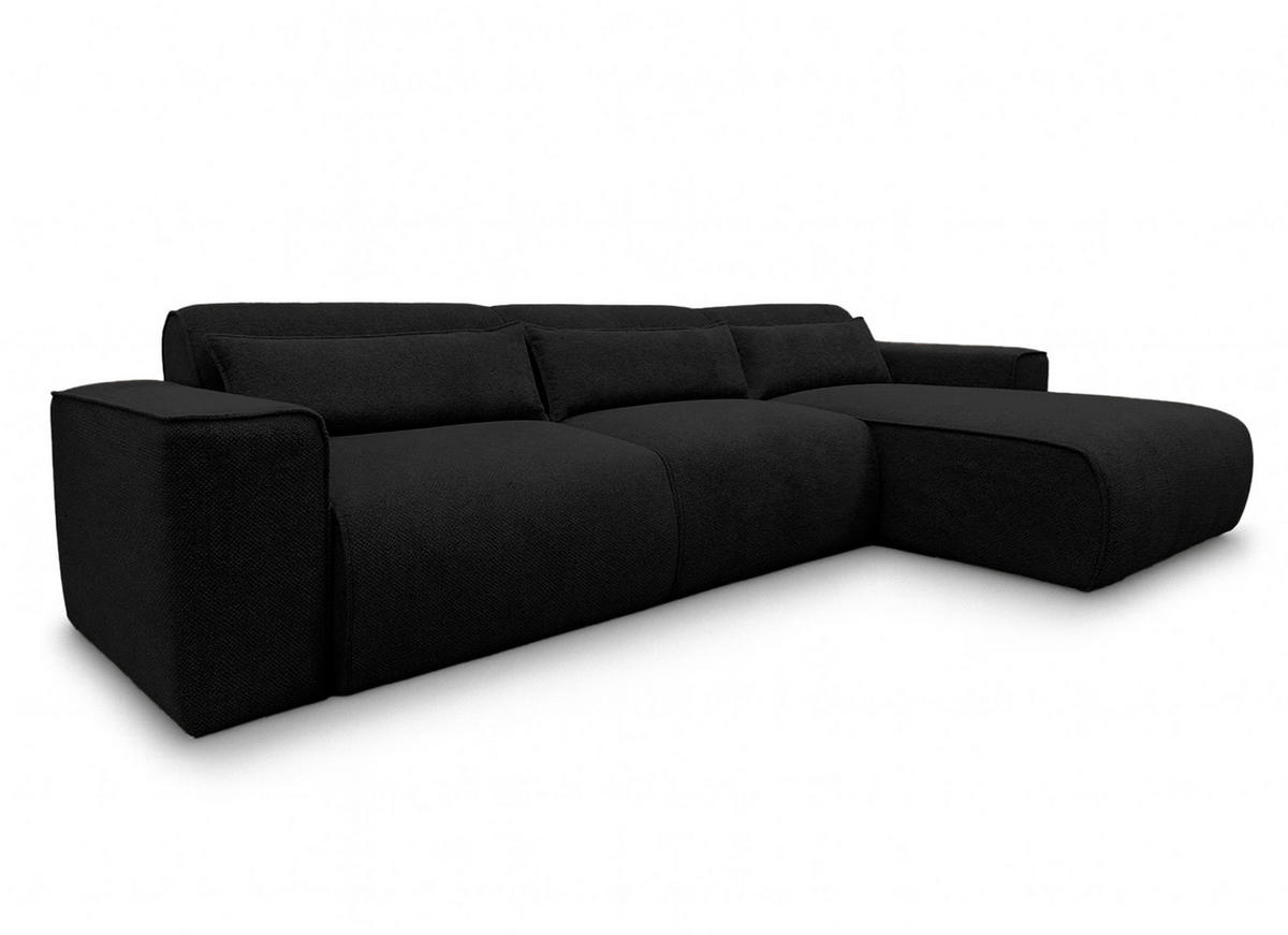 ECKSOFA L Form Ruyam Schwarz 310/165/78 cm – Schlaffunktion Rechts - Schwarz, Kunststoff/Textil (310/170cm) - AX Living