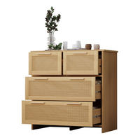 KOMMODE 80/38/80 cm mit 4 Schubladen und Rattanfronten - Naturfarben, Holzwerkstoff (38/80/80cm) - BEAOK