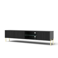 TV-SCHRANK Noxy 175x47x31,6 cm - Lowboard mit Stauraum - Tv Ständer aus Laminierter Spanplatte - Schwarz - Schwarz, Holzwerkstoff (180/55/40cm) - Chilly