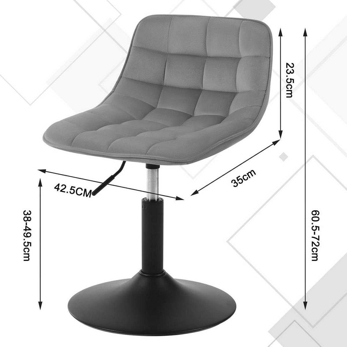 BARHOCKER Mehrzweck 360° Schwenken Samt, Hellgrau - Hellgrau/Schwarz, Textil/Metall (42.5/72/45cm) - Woltu