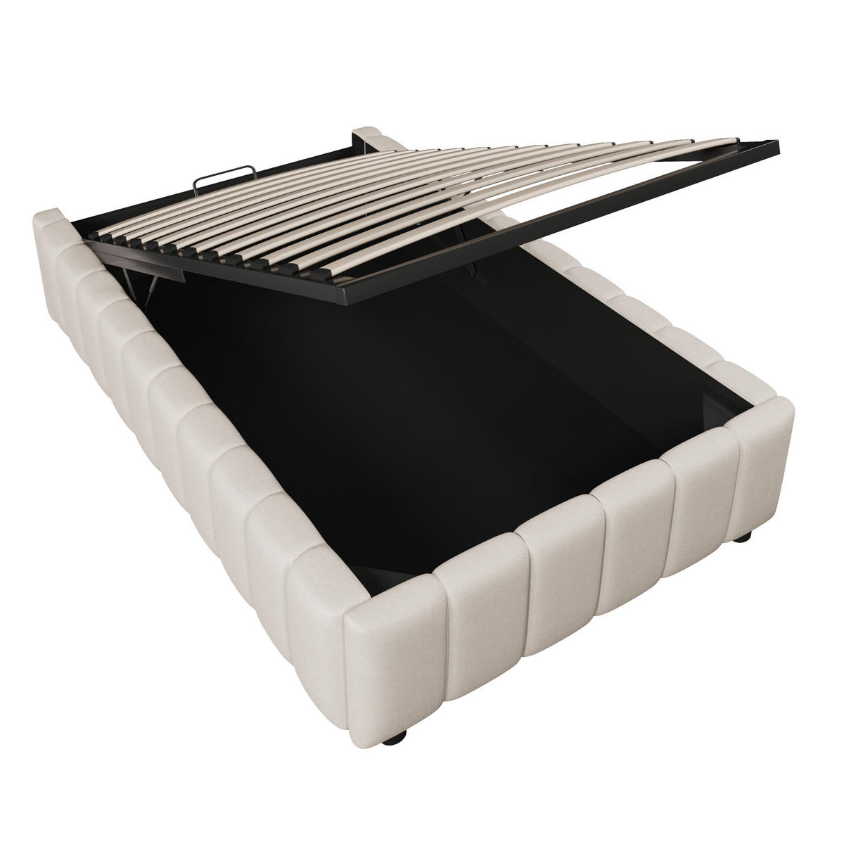 POLSTERBETT mit Bettkasten 90/200 cm ohne Kopfteil in Beige - Beige, Textil (90/200cm) - BEAOK