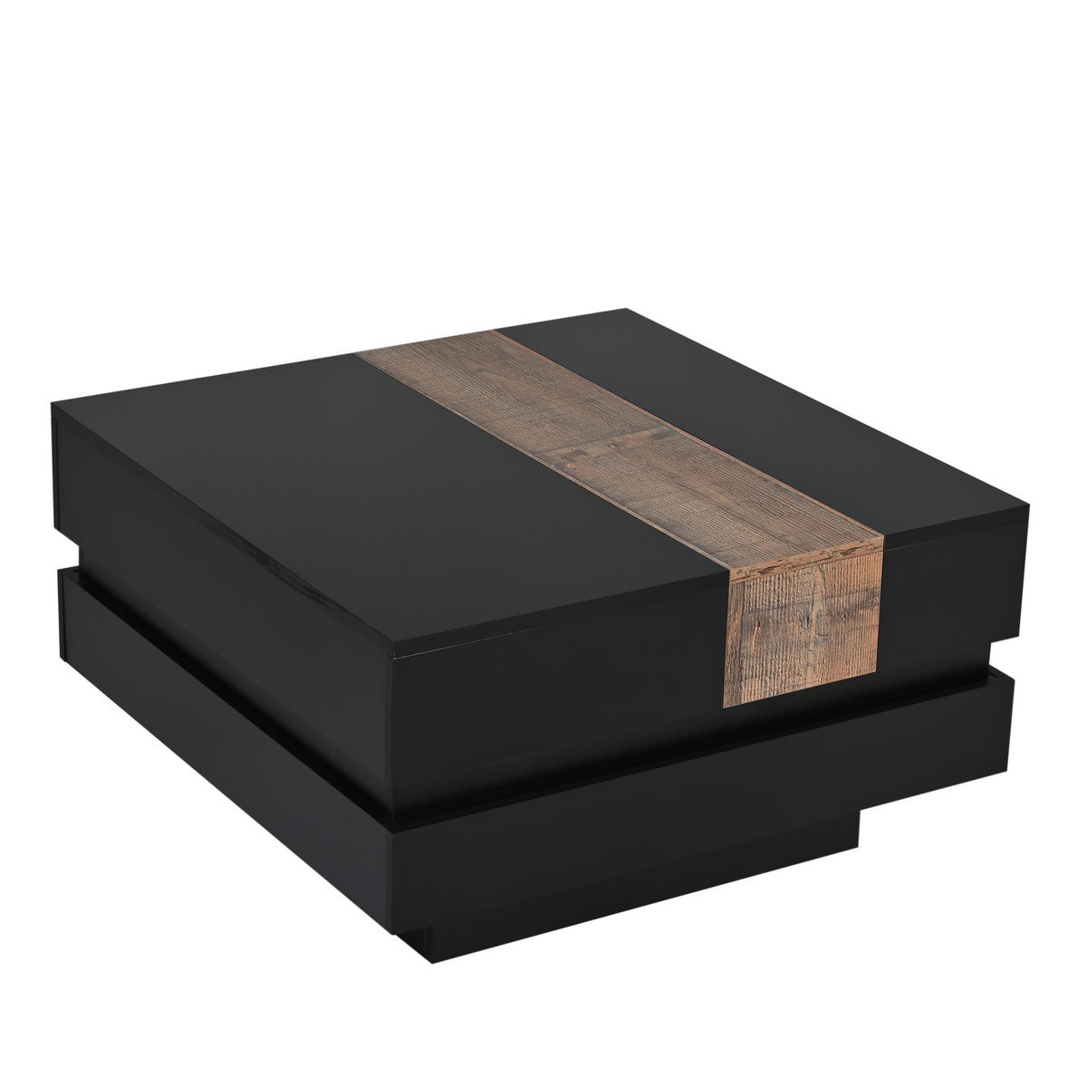 COUCHTISCH DE-182 Ausziehbar Schwarz - Schwarz, Holzwerkstoff (70/70/39cm) - ComfortXL