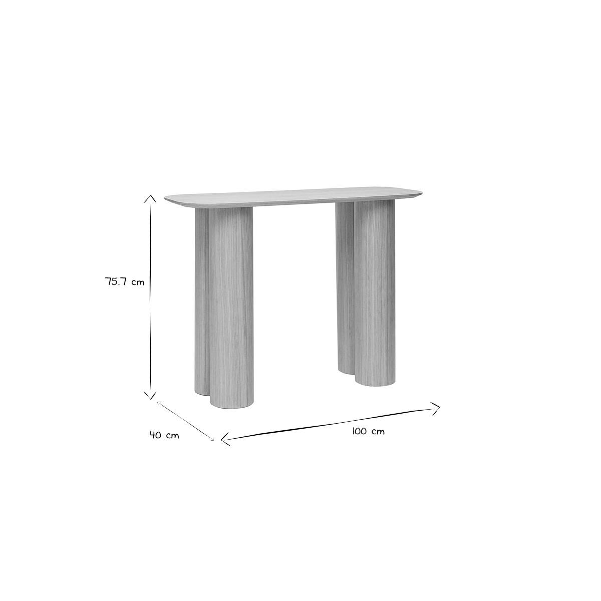KONSOLE Helles Holz B100 cm FOLEEN - Eiche Bianco, Holz (100/40/75.7cm) - Miliboo