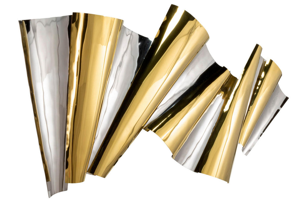 WANDDEKO Gold 120/60 cm - Silberfarben/Goldfarben, Metall (3.6/60/8cm) - KUNSTLOFT