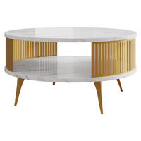 COUCHTISCH Roenni Gold - Weiß Hochglanz/Goldfarben, Holzwerkstoff/Metall (75/75/30cm) - MIRJAN24