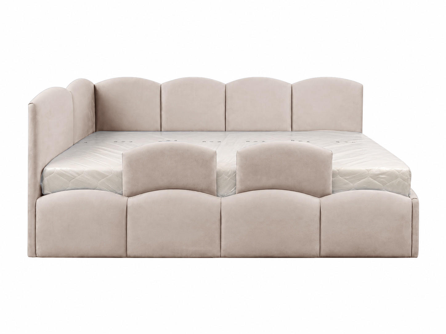 KINDERBETT TIM 90x200 rechts Beige mit Bettkasten & Rausfallschutz - Beige, Textil (90/200cm) - KS Home Concept