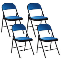 KLAPPSTUHL 4er-Set Metall Blau/Schwarz Sparks - Blau, Metall (45/77/47cm) - Beliani