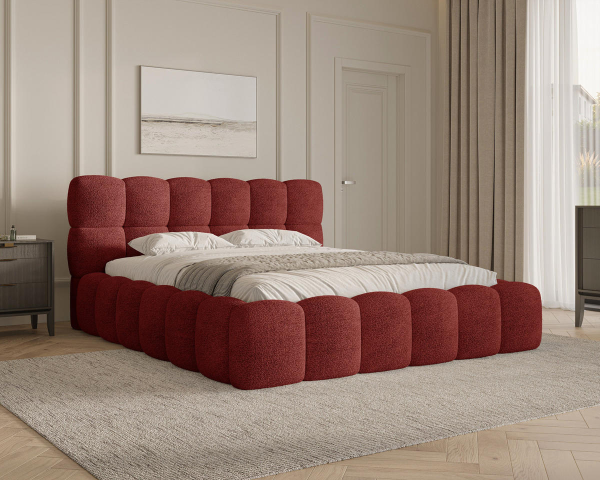 POLSTERBETT 19 - 140x200 cm – Arena – Bett mit Federmechanismus und Stauraum - Rot, Holz (140/200cm) - ROYAL24_MARKT