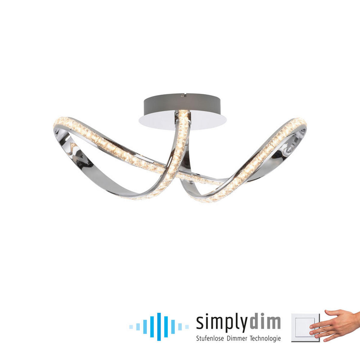 LED DECKENLEUCHTE Metall Chrom Silber Simply Dim - Silberfarben, Metall (65/25/25cm)