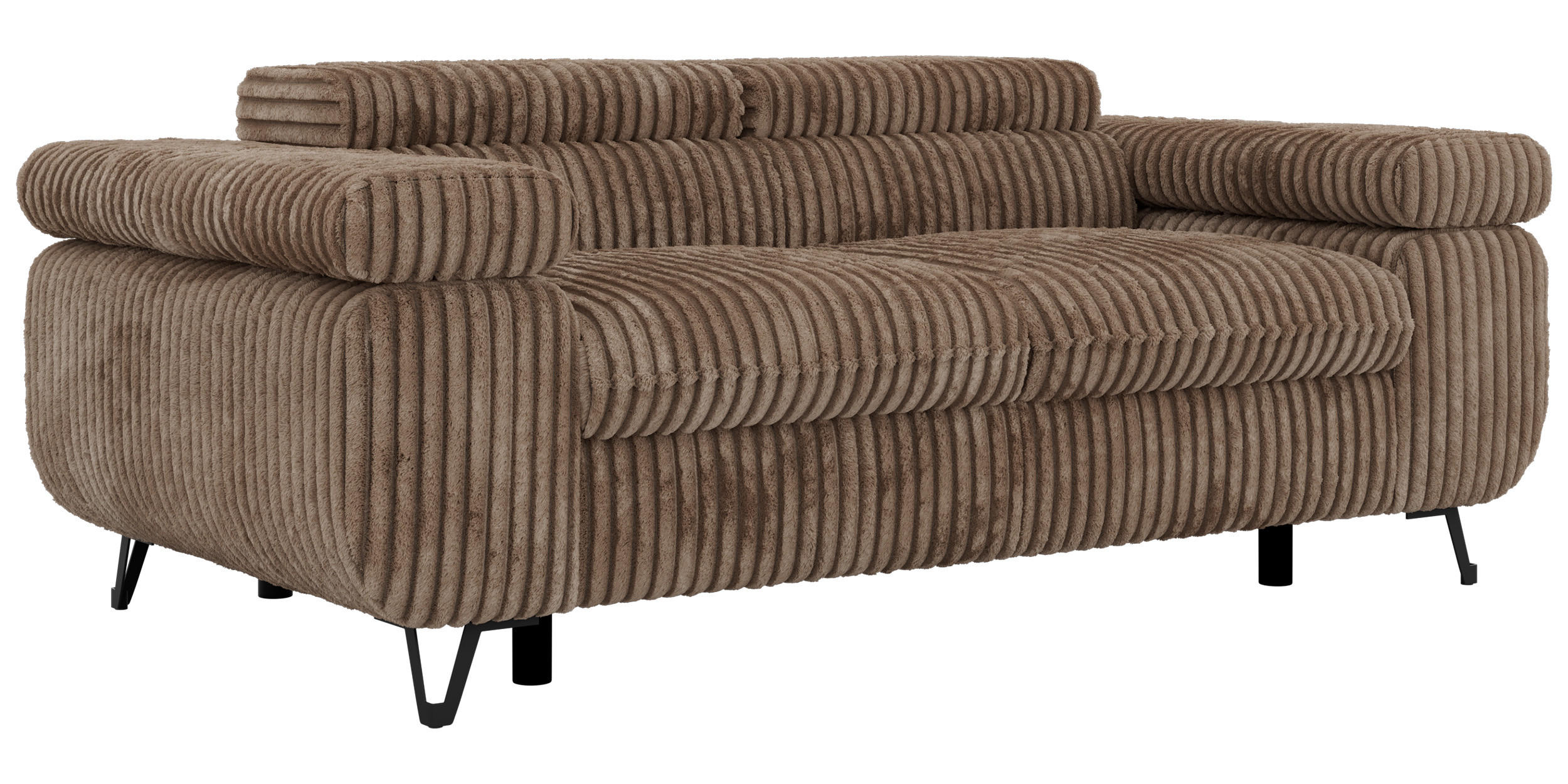 2-SITZER SOFA PETER - Braun Cord - Schwarz/Braun, Textil/Metall (200/76/99cm) - MKS