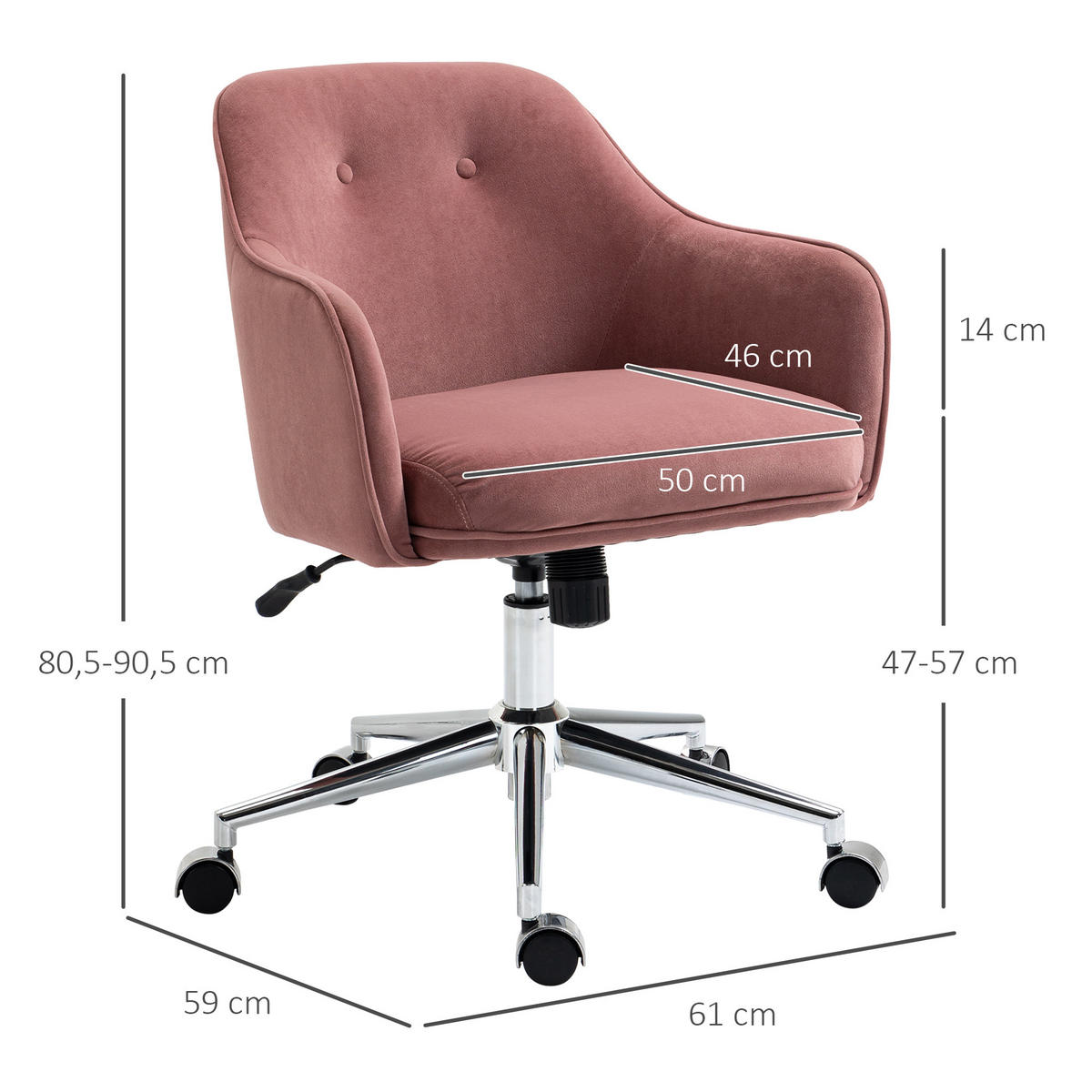 BÜROSTUHL, Wippenfunktion, Nylon, Rot - Rot, Textil (59/90.5/61cm) - Vinsetto