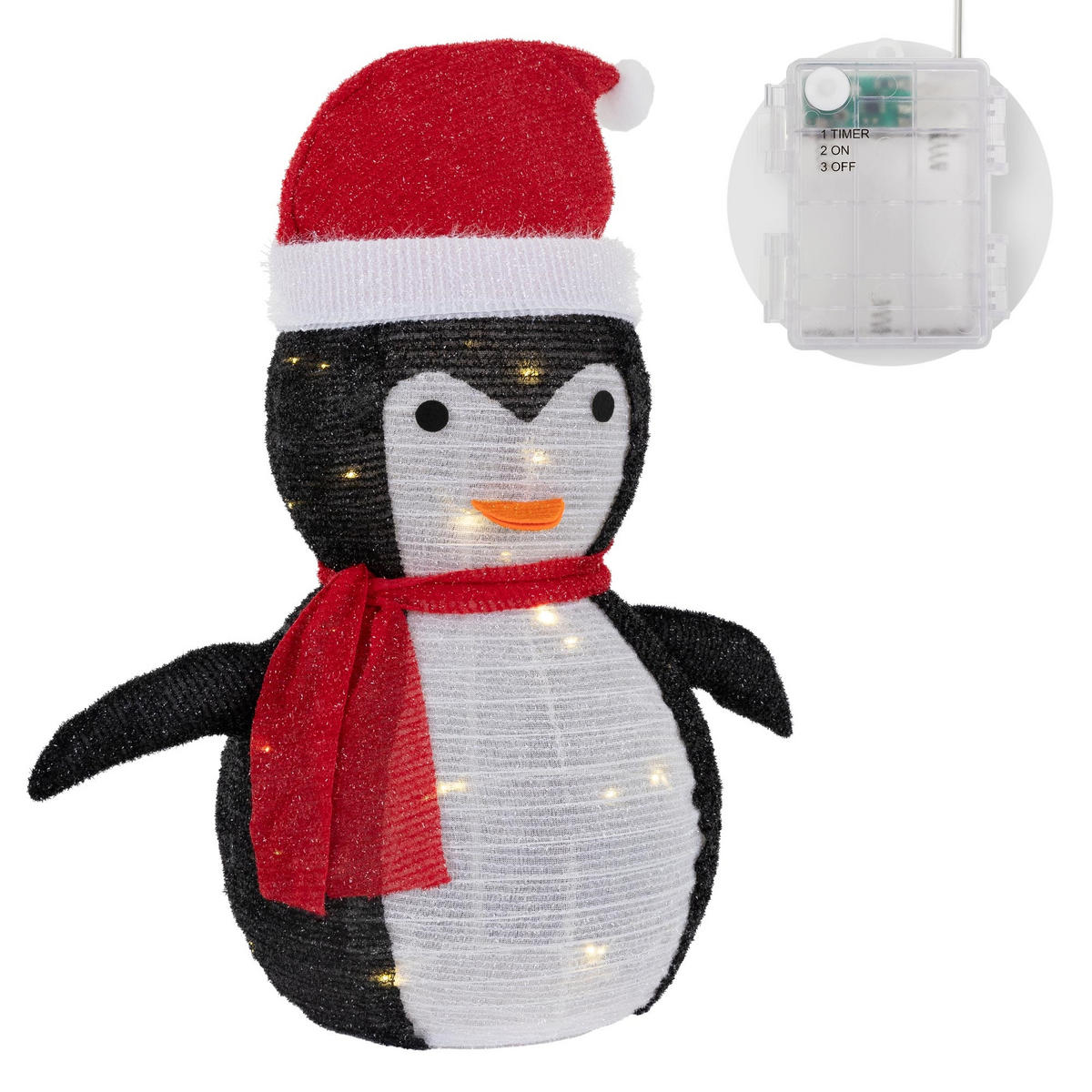 WEIHNACHT Pinguin - Rot, Kunststoff (58/68/32cm) - ECD-Germany