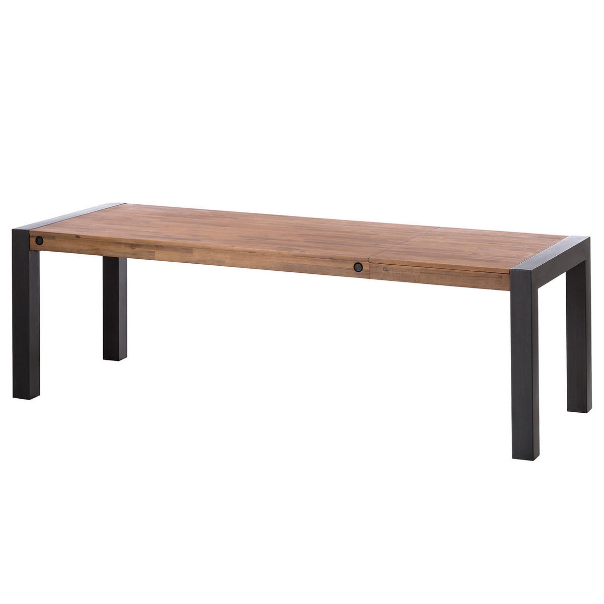 ESSTISCH mit Ausziehfunktion - Akazie massiv / Metall - Akaziefarben, Holz (90/180/76cm) - home24
