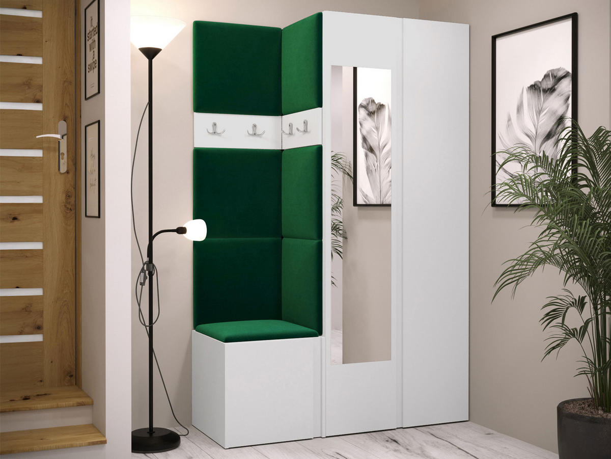 GARDEROBEN-SET Orion XXVI - Weiß/Grün, Holzwerkstoff/Kunststoff (116/186/46cm) - MIRJAN24