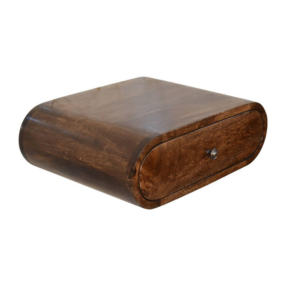 NACHTTISCH Abgerundet, wandmontiert in Classic Grey-Finish - Dunkelbraun/Messingfarben, Holz/Metall - Artisan Furniture