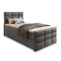 BOXBETT AMON 100 100x200 cm mit Matratze und Topper - Grau - Grau, Holz (100/200cm) - MASSENO