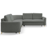 ECKSOFA VELA L-S Grau Velours-Stoff mit Schlaffunktion - Grau, Holz (251/251cm) - MASSENO