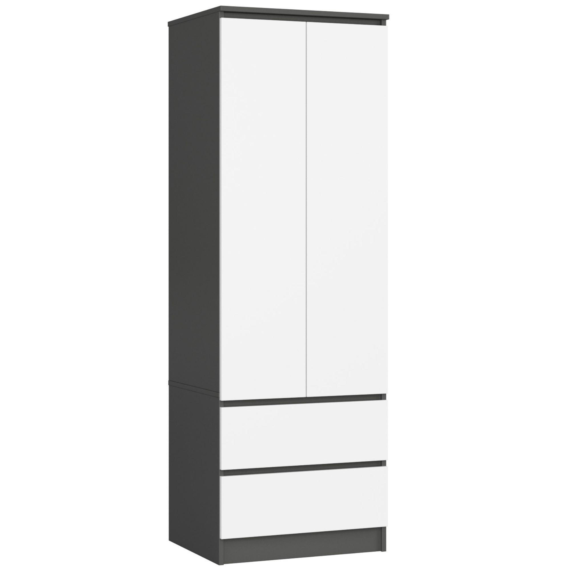 Akord Kleiderschrank Grau, Weiß 60x180x51 cm