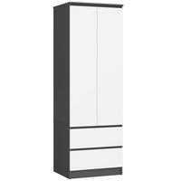 KLEIDERSCHRANK Grau, Weiß 180x60x51 cm - Weiß/Grau, Holzwerkstoff (60/180/51cm) - Akord