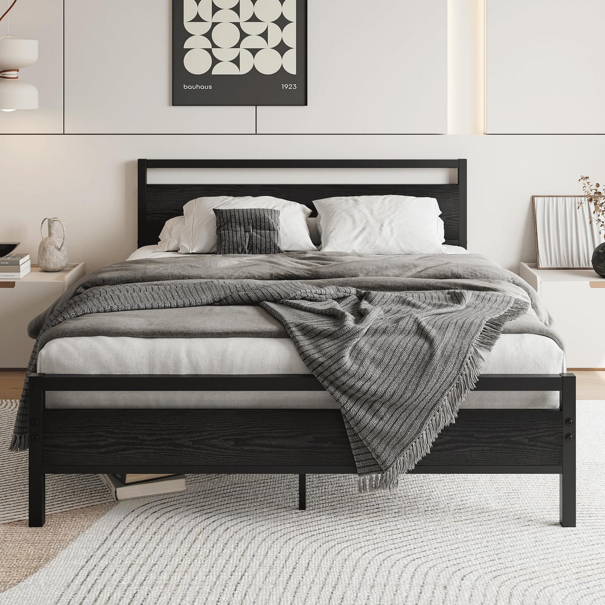 METALLBETT 140/200 cm DE-33024 mit Lattenrost und Stauraum Schwarz - Schwarz, Metall (140/200cm) - ComfortXL