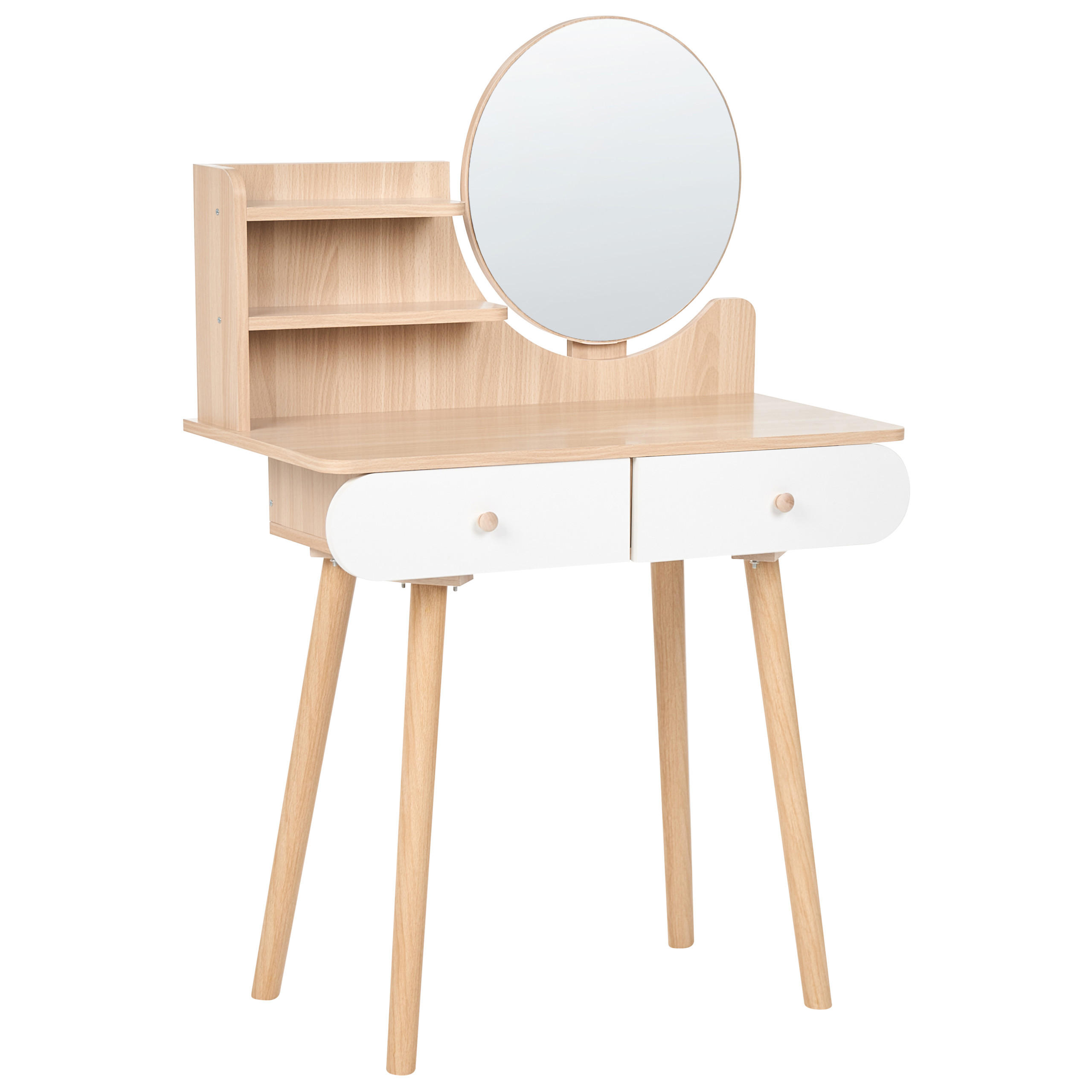 SCHMINKTISCH mit Spiegel Hellbraun Chambly - Hellbraun, Holzwerkstoff (80/120/40cm) - Beliani