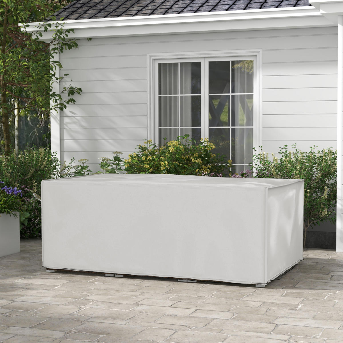 SCHUTZHÜLLE für Gartenmöbel Winterfest Wasserdicht Abdeckung Anti-UV Abdeckplane - Grau, Textil (140/80/210cm) - Outsunny