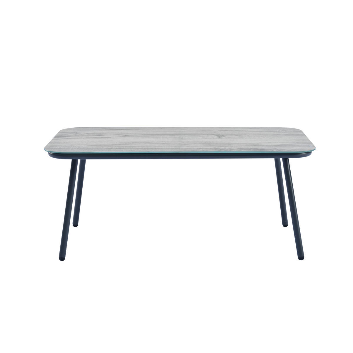 GARTENMÖBELSET aus Rattan 173x54.5x77cm schwarz mit Couchtisch aus gehärtetem Glas - Grau, Metall - Modfu