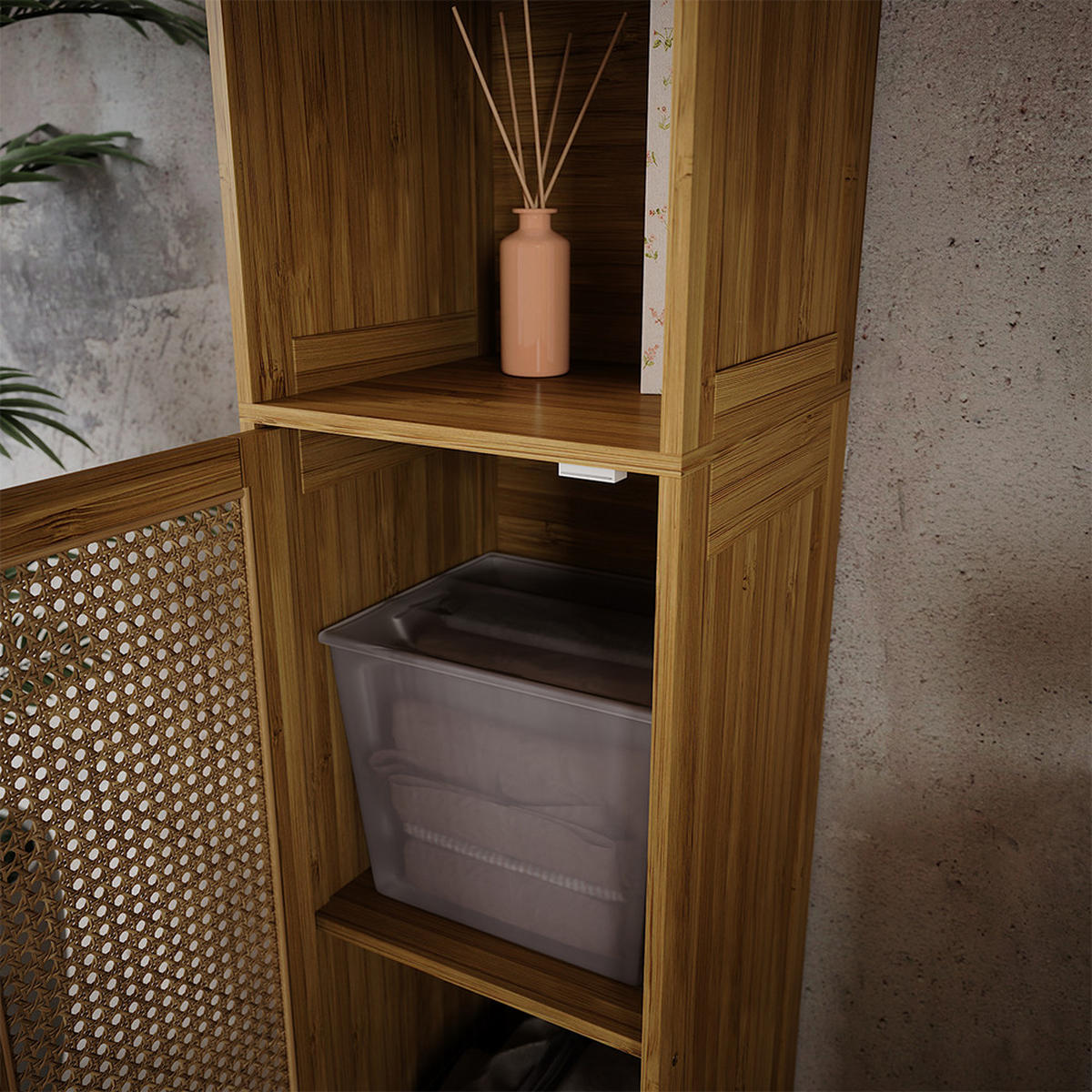 KOUPELNOVÁ SKŘÍŇKA Liora Bambus - zelená barva, kompozitní dřevo (30/170/29cm) - Vicco