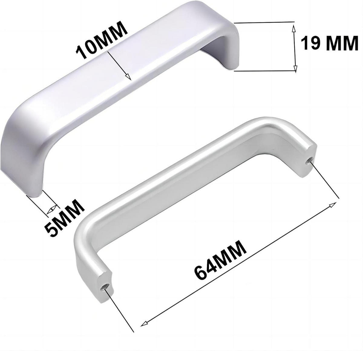 MÖBELGRIFF 10er-Set 64 mm Aluminium - Silberfarben, Metall (1/1.9/6.6cm)