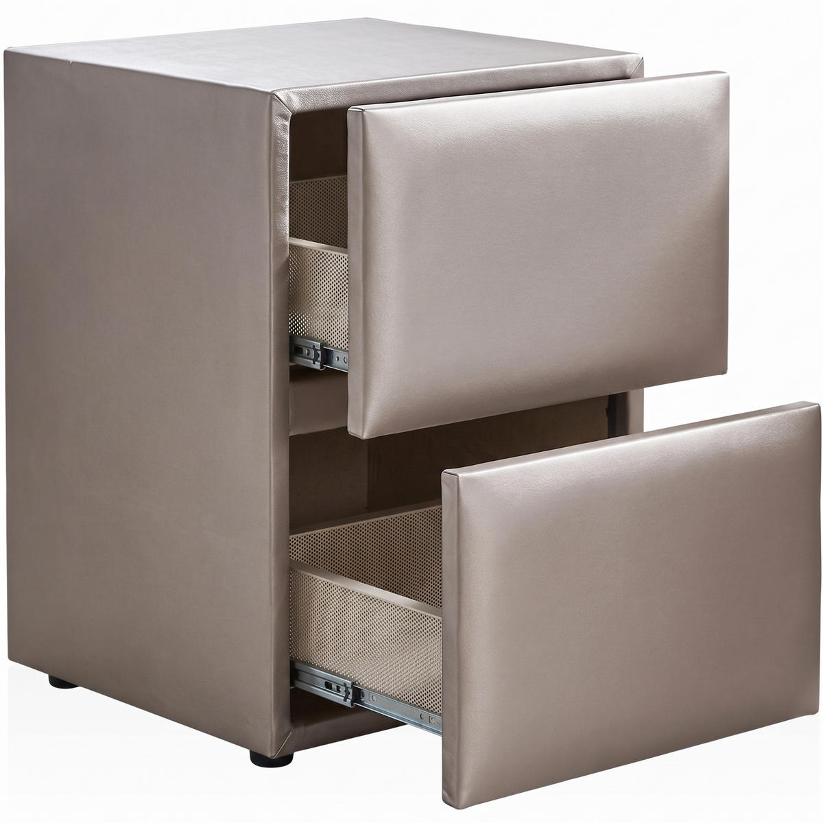 NACHTTISCH CARL 45/45/60 cm, Beige, zwei Schubladen - Beige/Schwarz, Holz/Kunststoff (45/60/45cm) - Consilio Concept