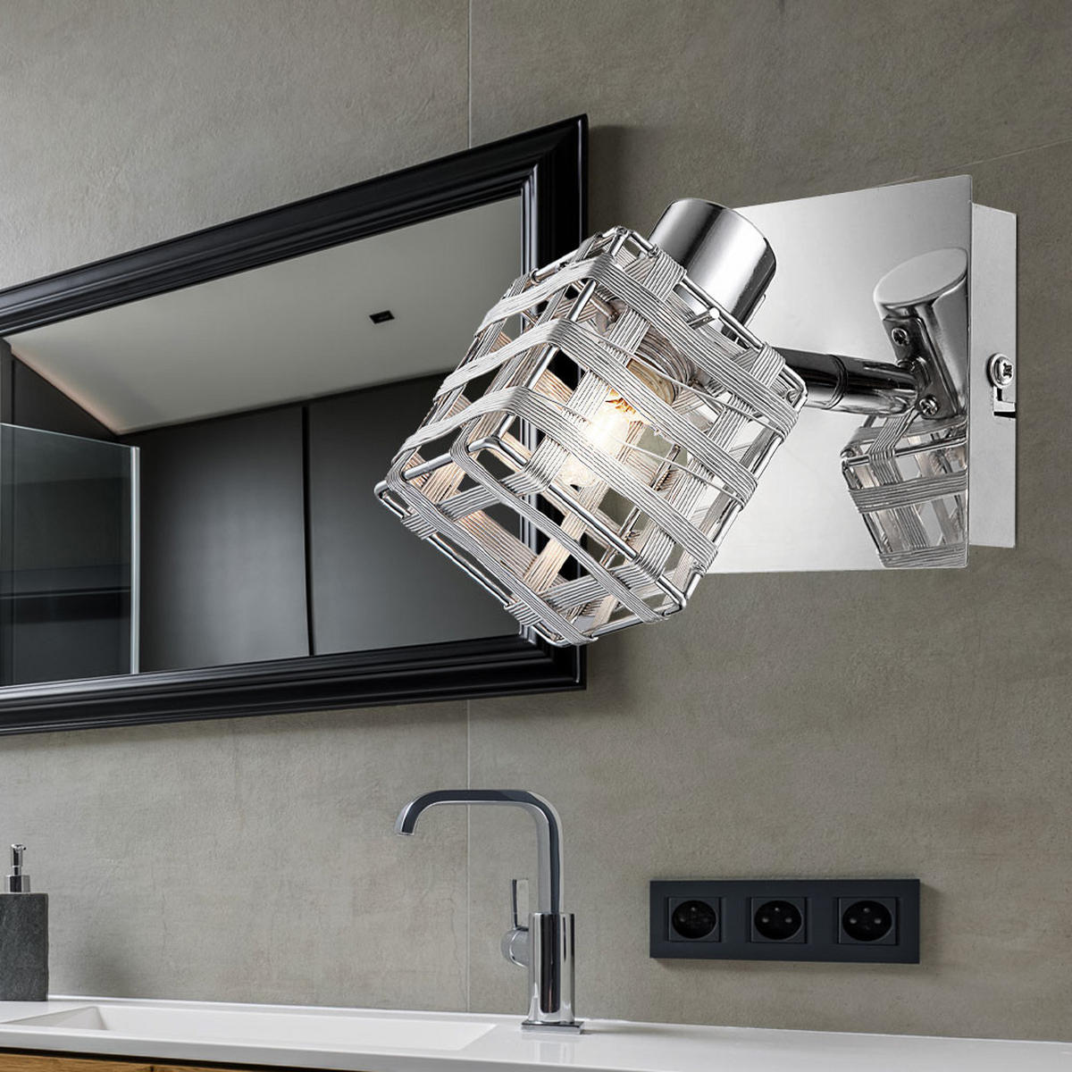 WANDLEUCHTE Aluminium Drahtgeflecht Silber 2er Set - Silberfarben, Metall (9/11/12.5cm)