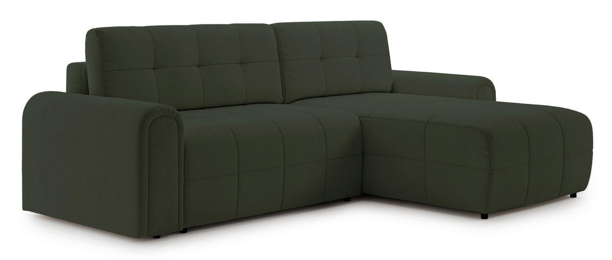 ECKSOFA Simolla Olivgrün rechts - Schwarz/Olivgrün, Kunststoff/Textil (180/268cm) - Selsey