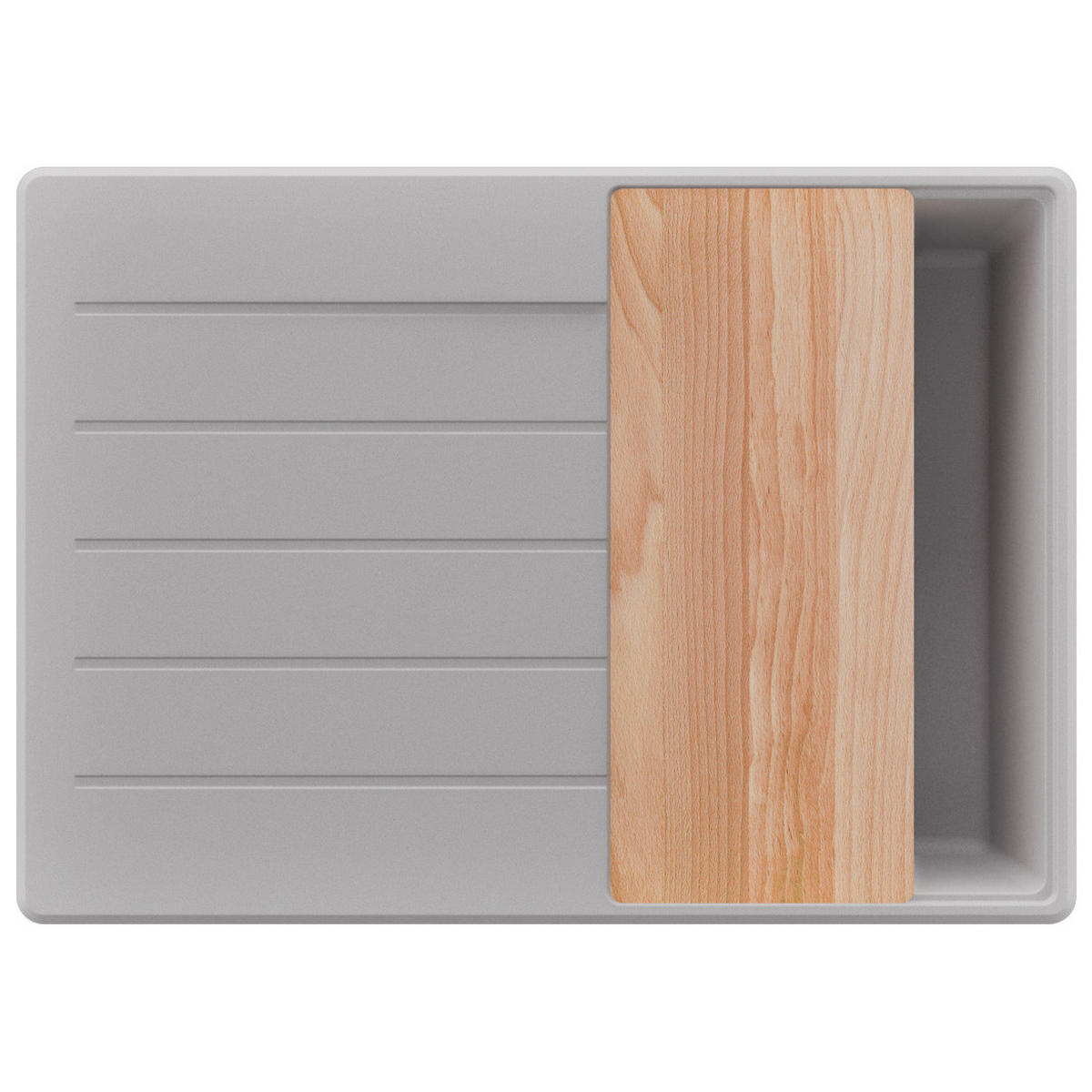 SPÜLBECKEN Kopenhagen, 2-er set Grau 70/50 cm 1 Becken + Ablauf-Set + Schneidebrett ab 40er Unterschrank - Beige/Grau, Kunststoff (70/20/50cm) - Primagran