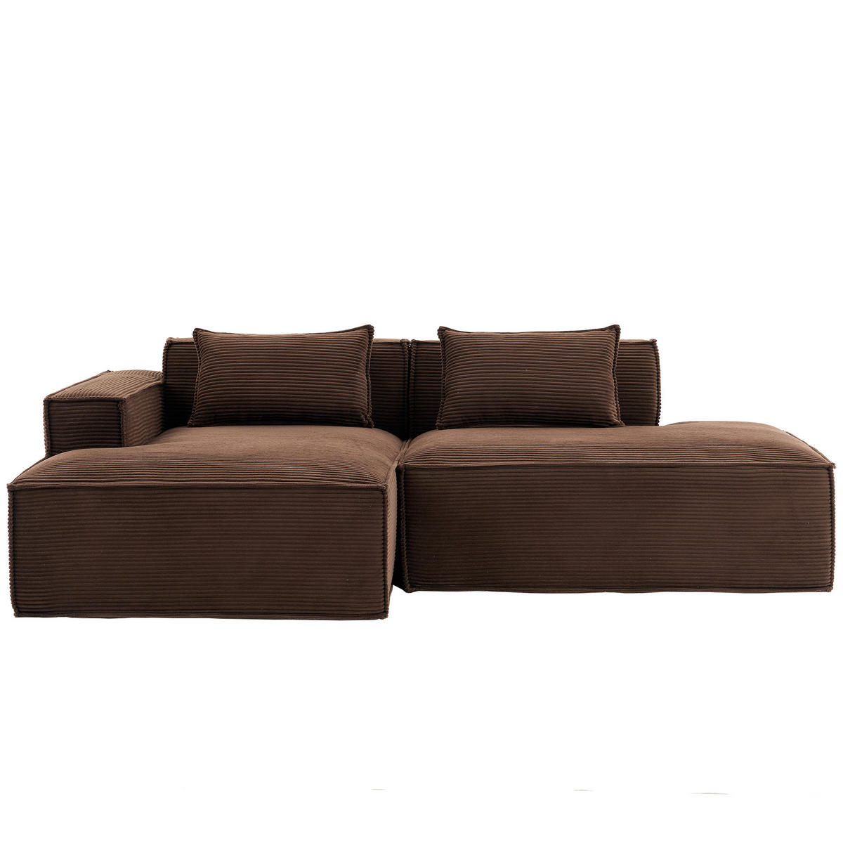 ECKSOFA 233/129/70 cm Braun mit zwei Kissen und Federtasche - Braun, Textil (235/129cm) - Oxeza