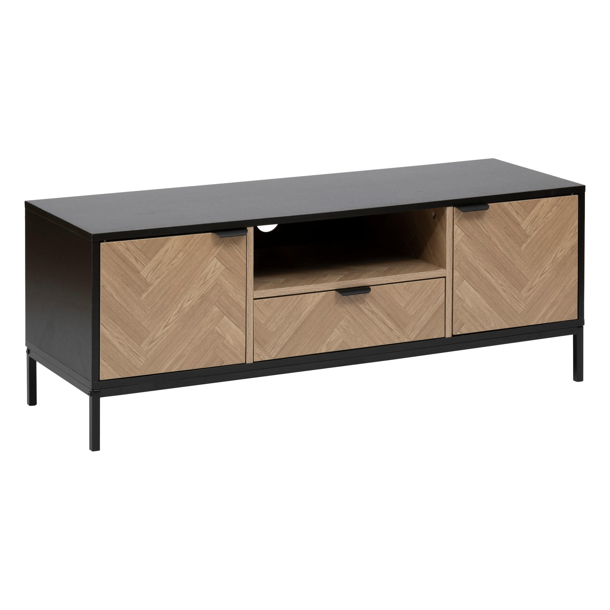 TV-SCHRANK Chevrons 120/40/45 cm - Schwarz, Metall (40/45/120cm) - 5five Simply Smart