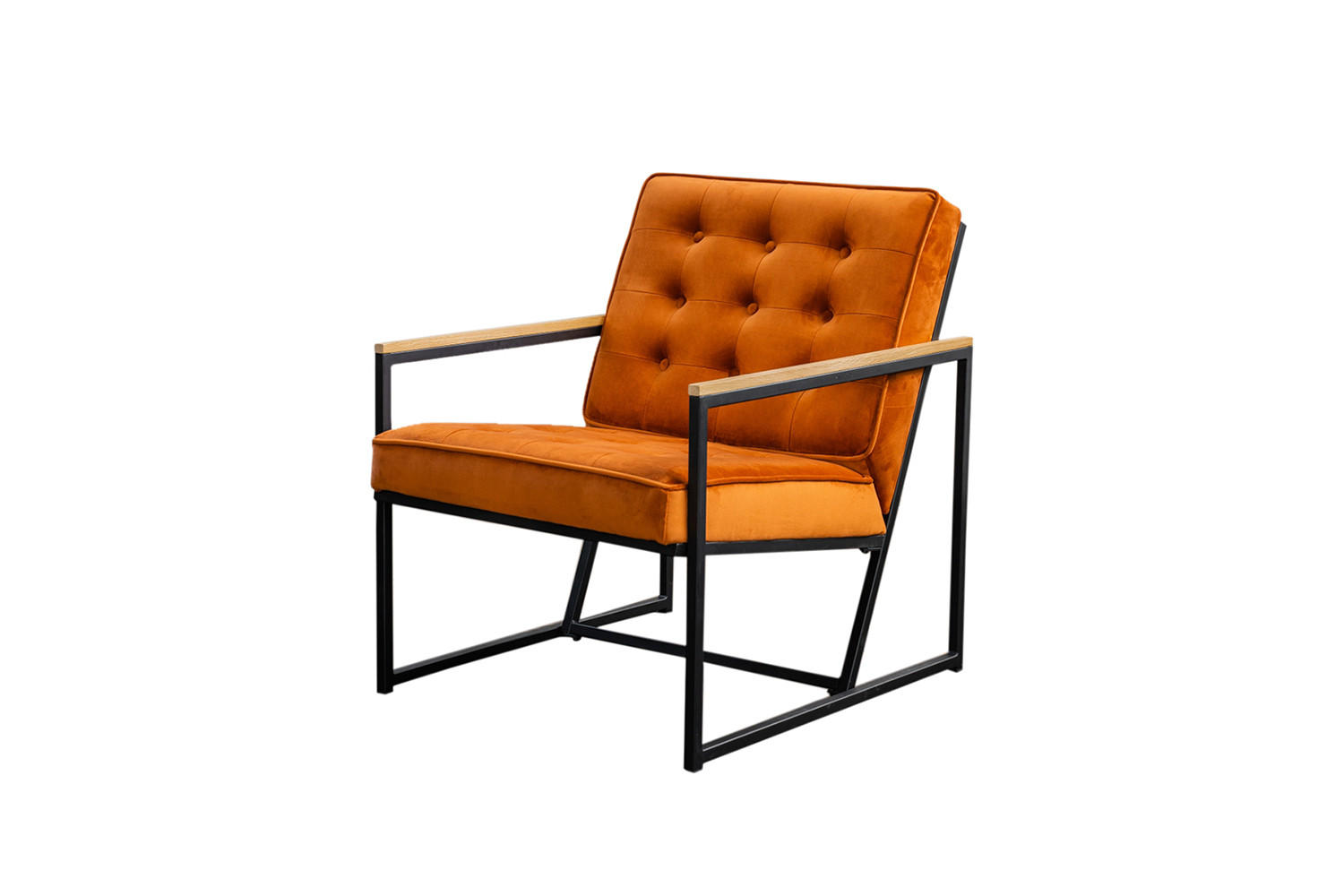 POLSTERSESSEL ARLY Orange Velvet - Schwarz/Orange, Textil (63/80/80cm) - KAWOLA