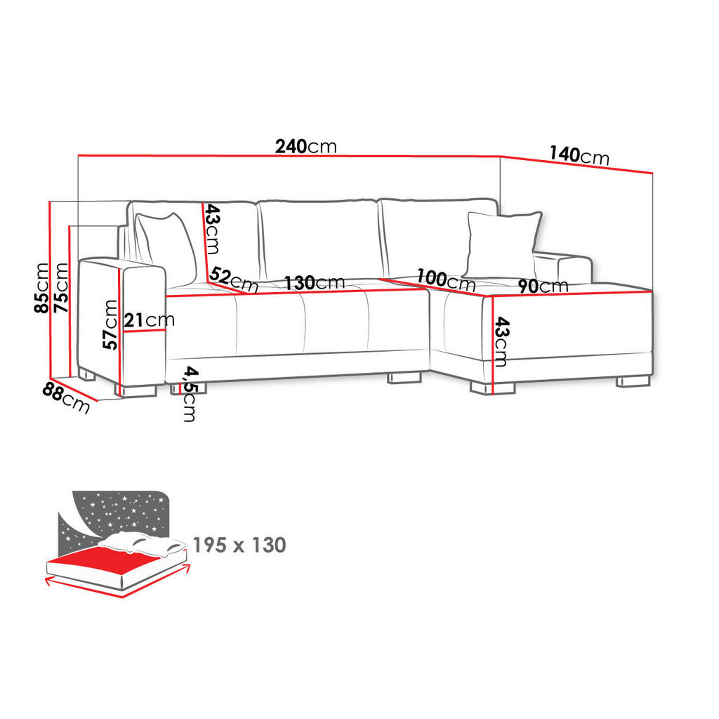 Thumbnail - Mirjan24 Ecksofa, Braun, Beige, Textil, Kiefer, 4-Sitzer, L-Form, 240x140 cm, Wohnzimmer, Sofas & Couches, Wohnlandschaf...