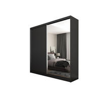 SCHWEBETÜRENSCHRANK PATRIZIA 200/216/61 cm 2-türig mit Spiegel Schwarz - Schwarz, Holzwerkstoff (200/216/61cm) - MASSENO