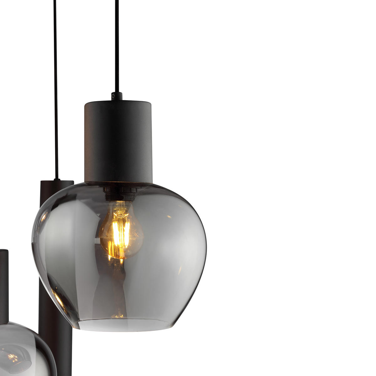 LED DECKENLEUCHTE Ligari Schwarz/Rauchglas 68/68/150 cm - Multicolor, Kunststoff (68/68/150cm) - Brilliant