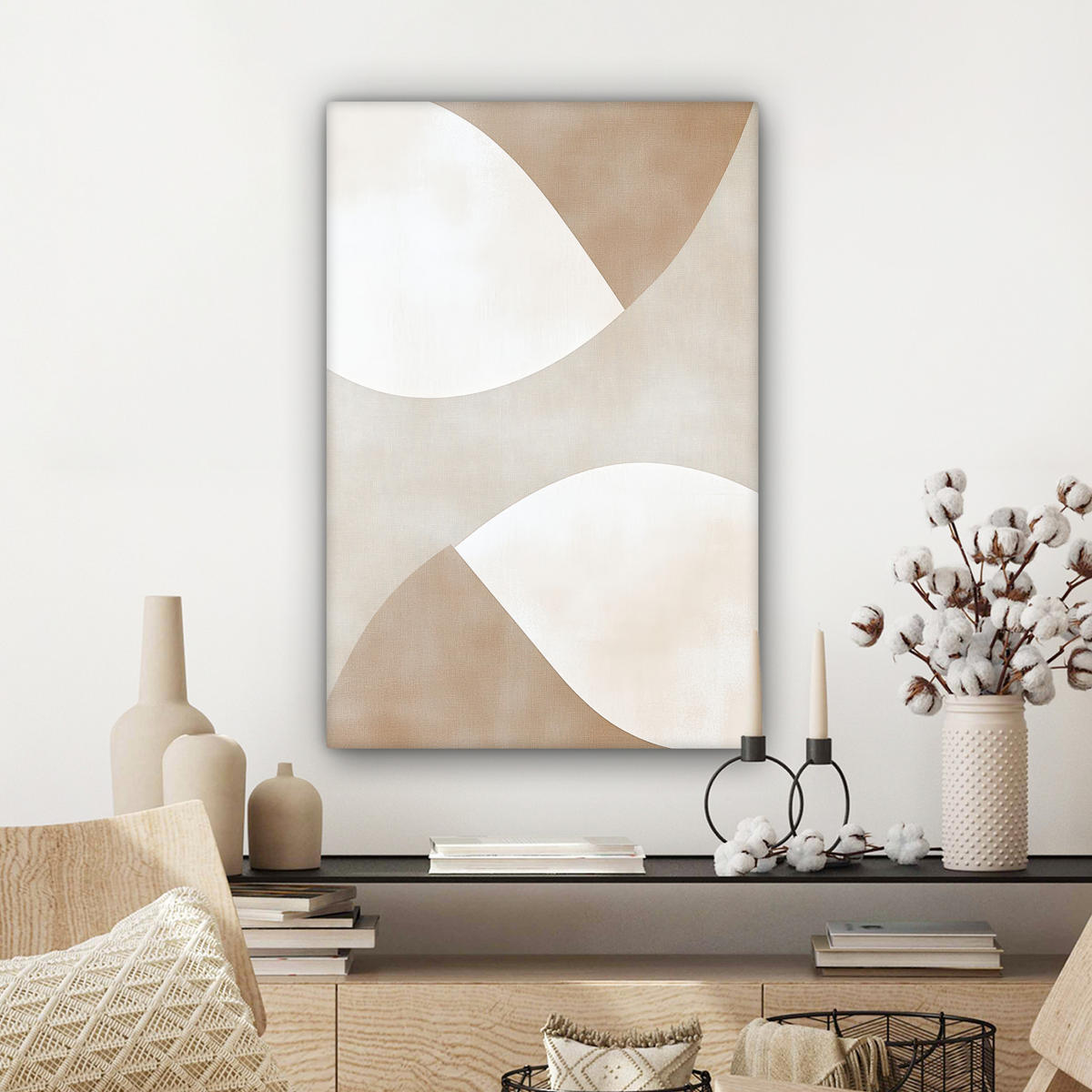 LEINWANDBILD Braun - Japandi - Abstrakt 40x60 cm - Beige, Textil (40/60cm) - MuchoWow