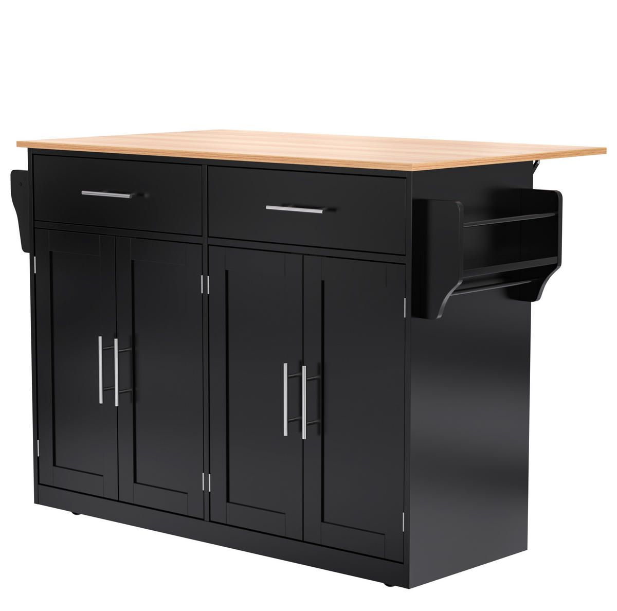 KÜCHENWAGEN mit klappbarer Tischplatte 120 x 46/70 x 91,5 cm Schwarz/Natur - Schwarz, Holz (71/91.5/120cm) - Beauniv