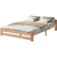 BETT 140/200 cm aus Massivholz in Natur – stabile Kiefer und schlichtes Design - Naturfarben, Holz (140/200cm) - Flora Grace