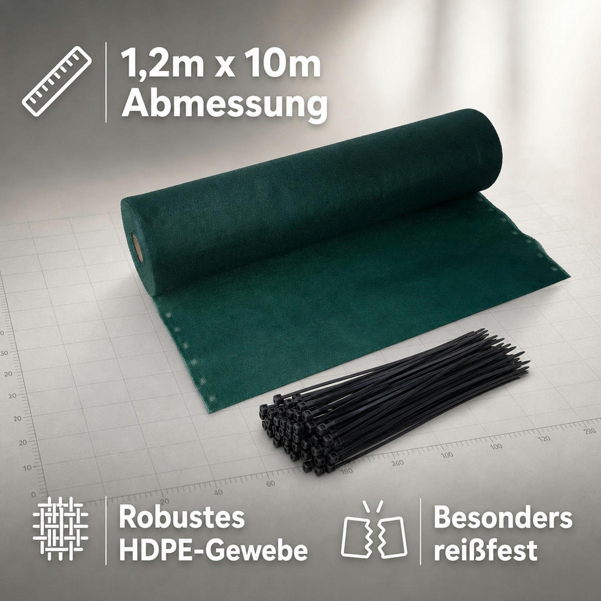 SICHTSCHUTZNETZ - Dunkelgrün, Kunststoff (120/120cm) - KLASEBO